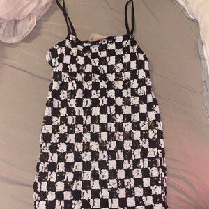 Lily Rose Black and White Sequin Mini Dress